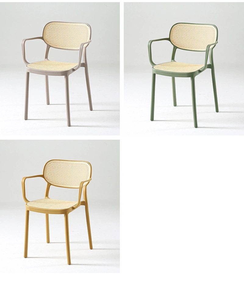 Plastic Dining Furniture Chair Imitation Rattan with Armrest Wholesale Price