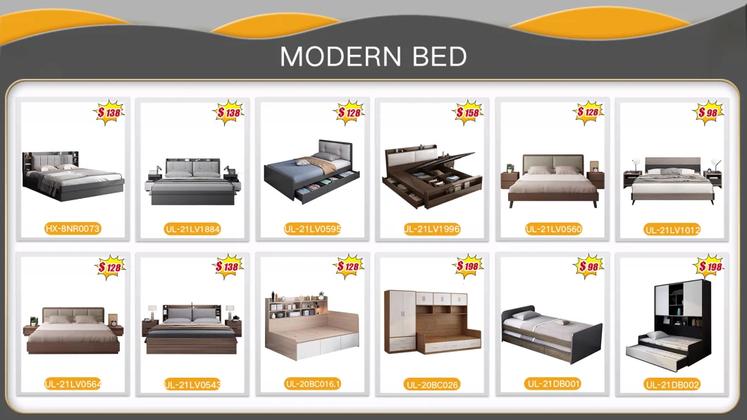 American Style Modern Home Hotel Bedroom Furniture Wooden Storage Bedroom Set Sofa Bed King Wall Bed (UL-22NR8058)